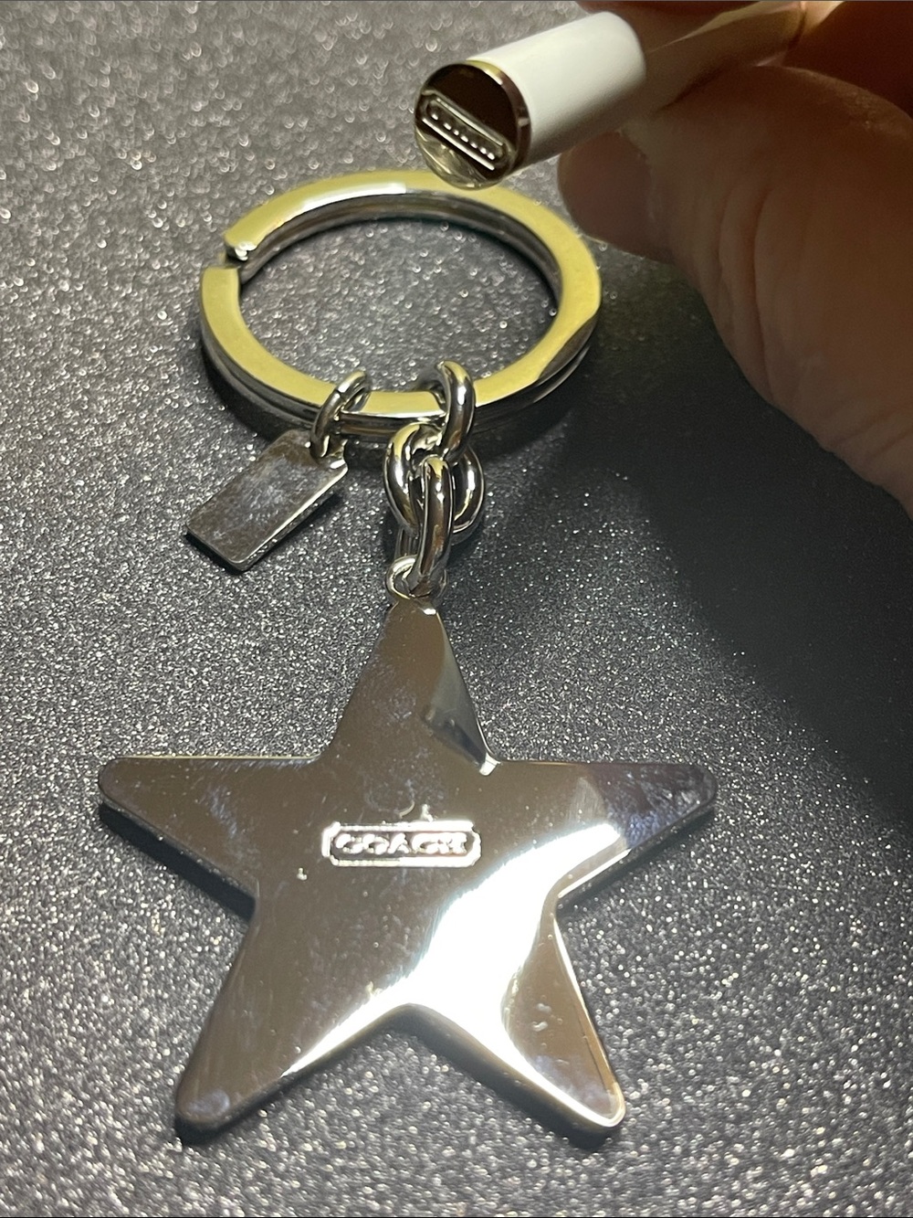 Coach Silver Star Logo Keychain - Picture 4 of 7